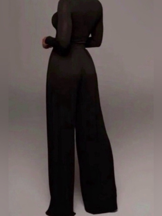 JLUXLABEL Pants - Women’s Black Self-Double Layer Wide Leg Pants Small